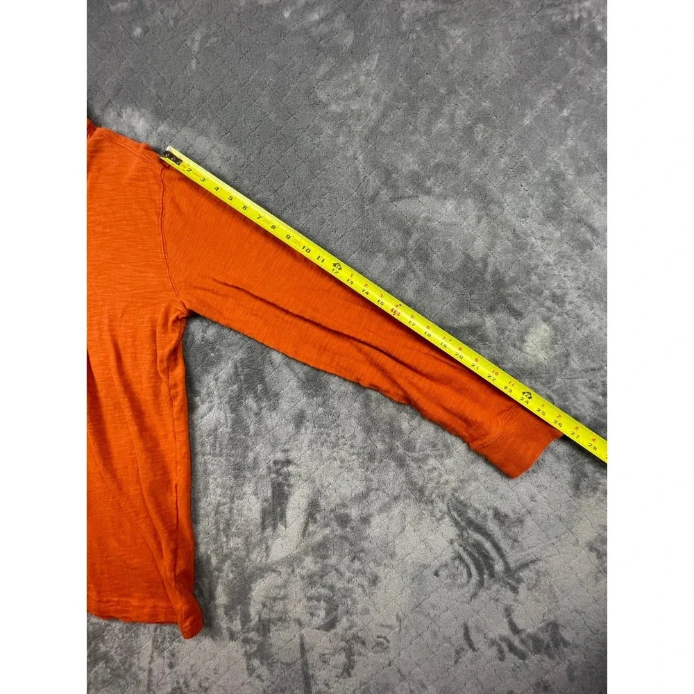 ORVIS Pullover Sweater Men M Orange Quarter Zip Mock Neck Zip 100 Cotton Outdoor